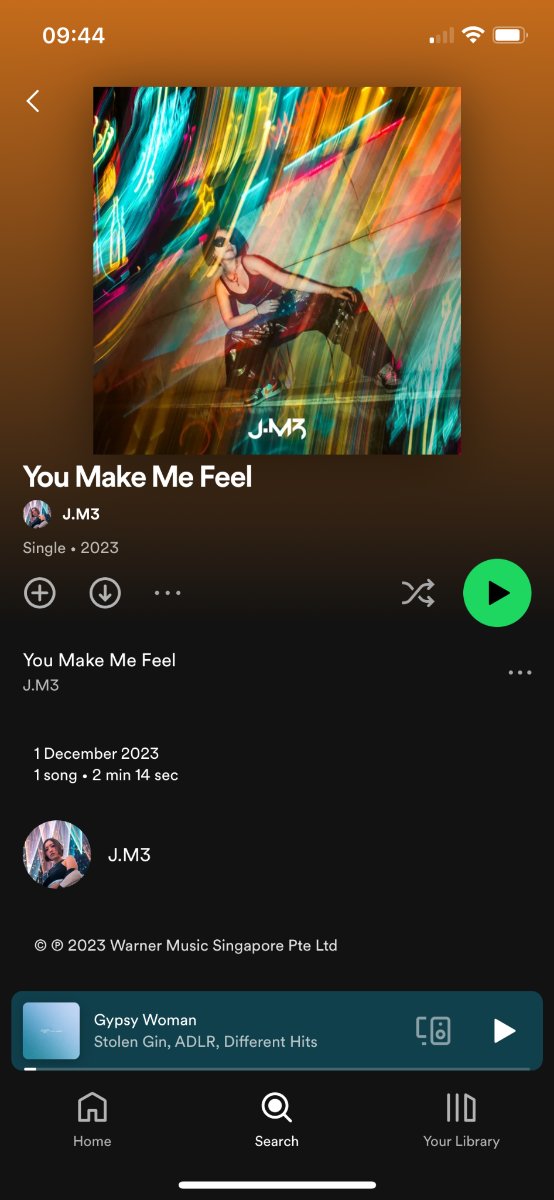 Spotify release page for You Make Me Feel