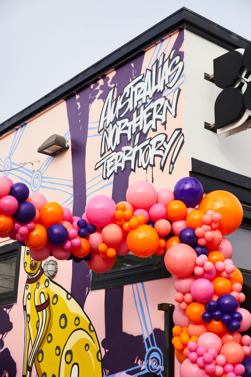 Australia's Northern Territory mural with balloon arch