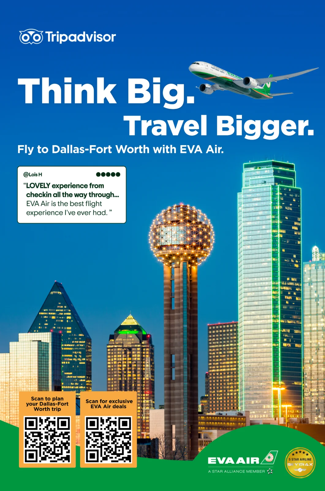 EVA Air OOH banner · Think Big. Travel Bigger.