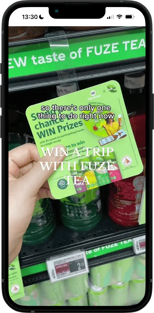 Fuze Tea on-pack promotion in store