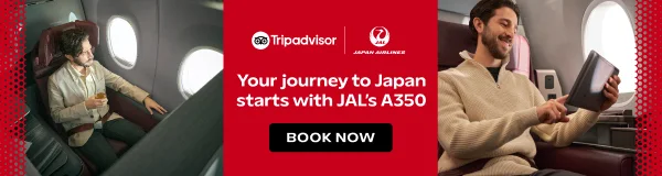 Tripadvisor × Japan Airlines banner, 300x80