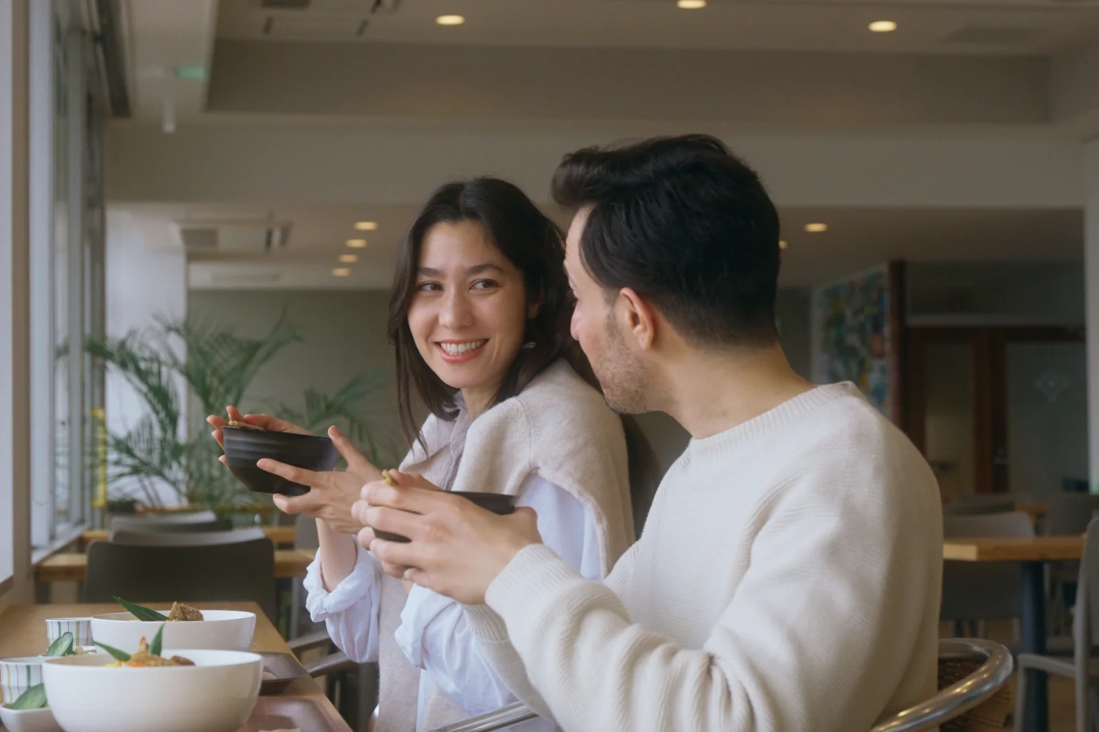 Couple sharing a local meal