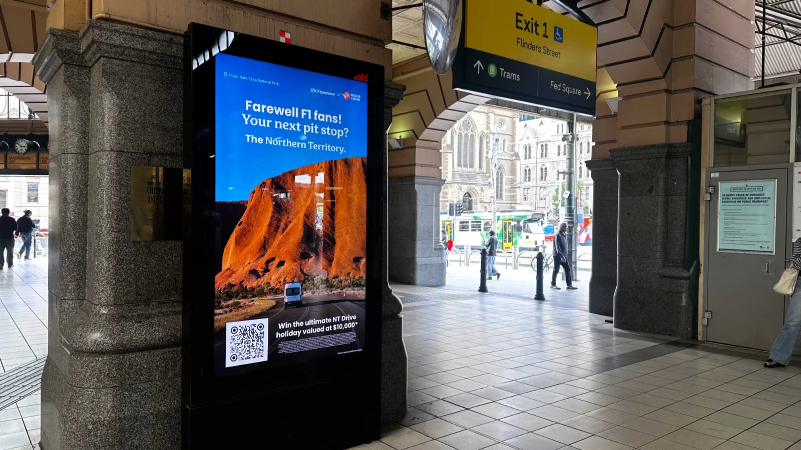 Post-event OOH panel at Flinders Street Station